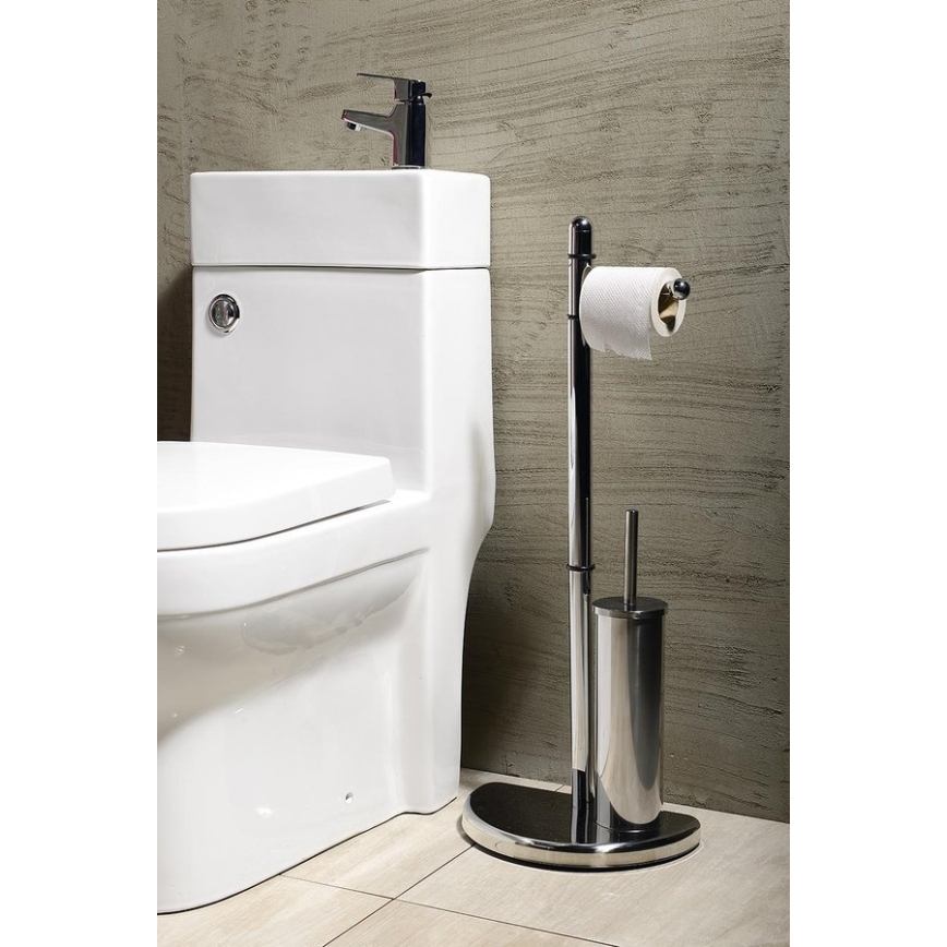 Gedy - Stojan na toaletní papír a WC štětku HIBISCUS lesklý chrom