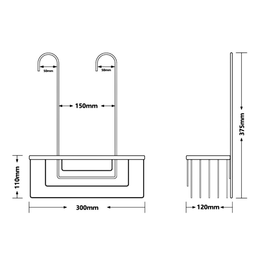 Gedy - Závěsná police do sprchy SMART 37,5x30 cm matná černá