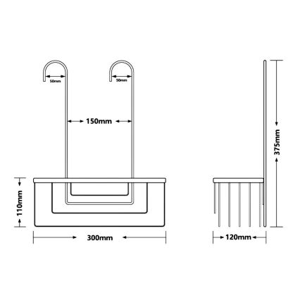 Gedy - Závěsná police do sprchy SMART 37,5x30 cm metalicky šedá