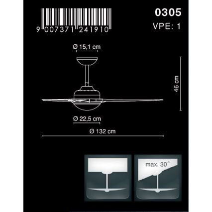 GLOBO 0305 - Stropní ventilátor PRIMO 2xE14/40W/230V