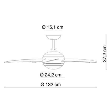 GLOBO 0306A - Stropní ventilátor FABIOLA 1xR7s/80W/230V sv. dřevo