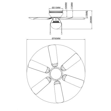 Globo - Stropní ventilátor 1xE27/60W/230V