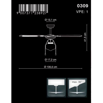 Globo - Stropní ventilátor 1xE27/60W/230V