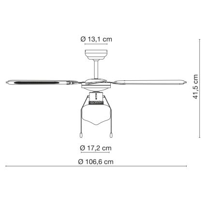 Globo 0309CSW - Stropní ventilátor CHAMPION 1xE27/60W/230V