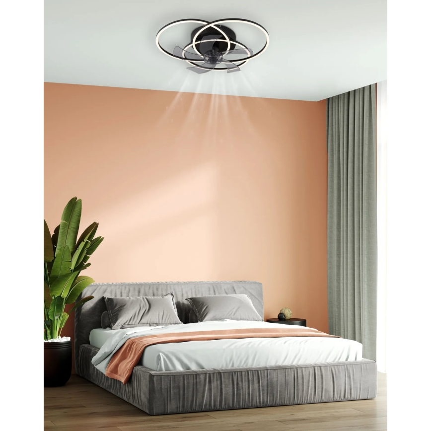 Globo - LED Stmívatelný stropní ventilátor LED/40W/230V 3000-6500K černá + dálkové ovládání