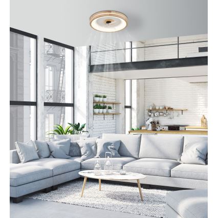 Globo - LED Stmívatelné stropní svítidlo s ventilátorem LED/30W/230V 2700-6500K hnědá + dálkové ovládání