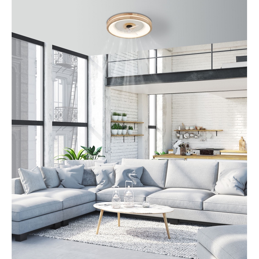 Globo - LED Stmívatelné stropní svítidlo s ventilátorem LED/30W/230V 2700-6500K hnědá + dálkové ovládání