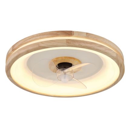 Globo - LED Stmívatelné stropní svítidlo s ventilátorem LED/30W/230V 2700-6500K hnědá + dálkové ovládání