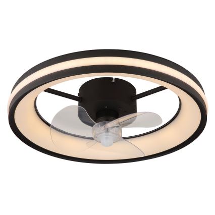 Globo - LED Stmívatelné stropní svítidlo s ventilátorem LED/30W/230V 2700-6500K černá + dálkové ovládání