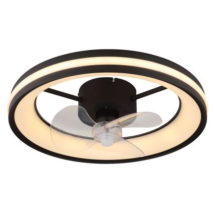 Globo - LED Stmívatelné stropní svítidlo s ventilátorem LED/30W/230V 2700-6500K černá + dálkové ovládání