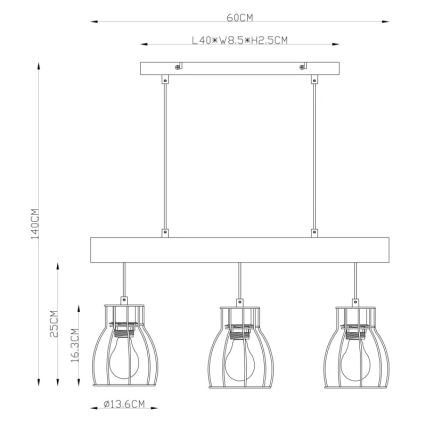 Globo 15326-3N - Lustr na lanku MINA 3xE27/40W/230V