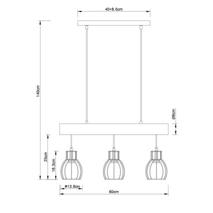 Globo - Lustr na lanku 3xE27/60W/230V