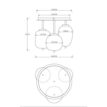 Globo - Přisazený lustr 3xE14/40W/230V černá