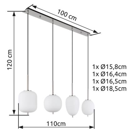 Globo - Lustr na lanku 4xE14/40W/230V bílá