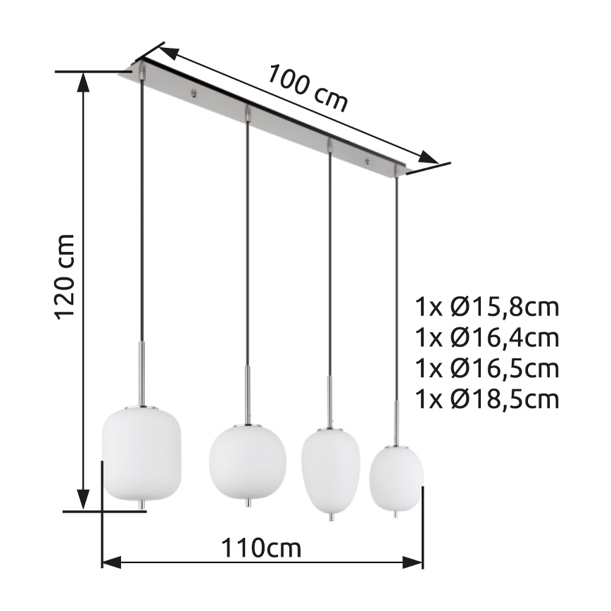 Globo - Lustr na lanku 4xE14/40W/230V bílá