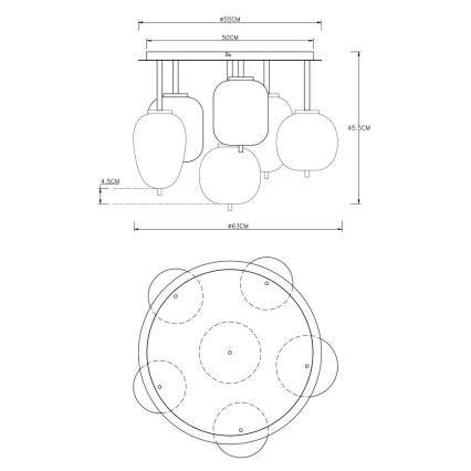 Globo - Přisazený lustr 6xE14/40W/230V černá