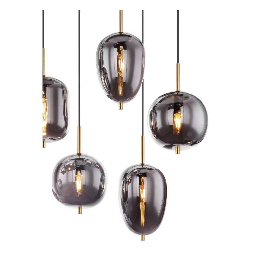Globo - Lustr na lanku 8xE14/40W/230V kouřová