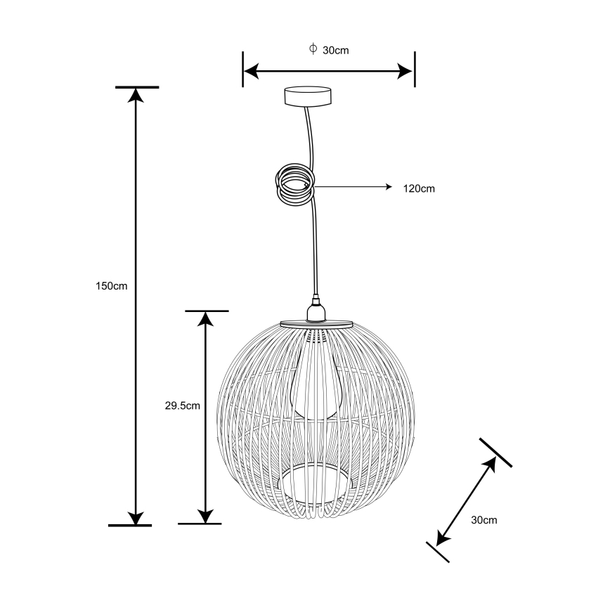 Globo - Lustr na lanku 1xE27/60W/230V bambus