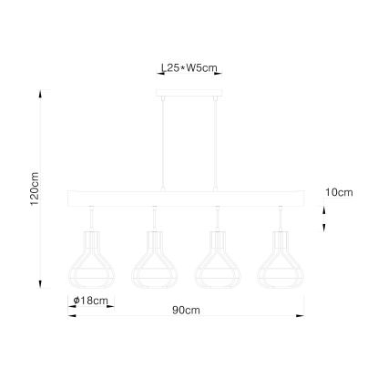 Globo 15388-4H - Lustr na lanku CLASTRA 4xE27/60W/230V