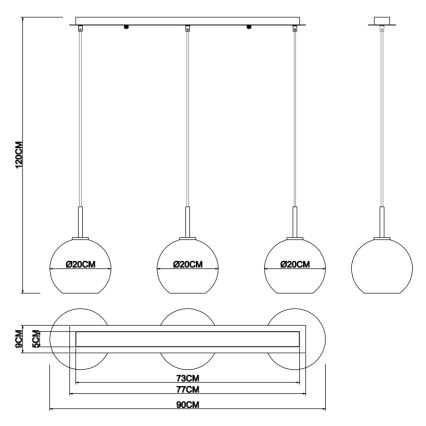 Globo - Lustr na lanku 3xE27/60W/230V