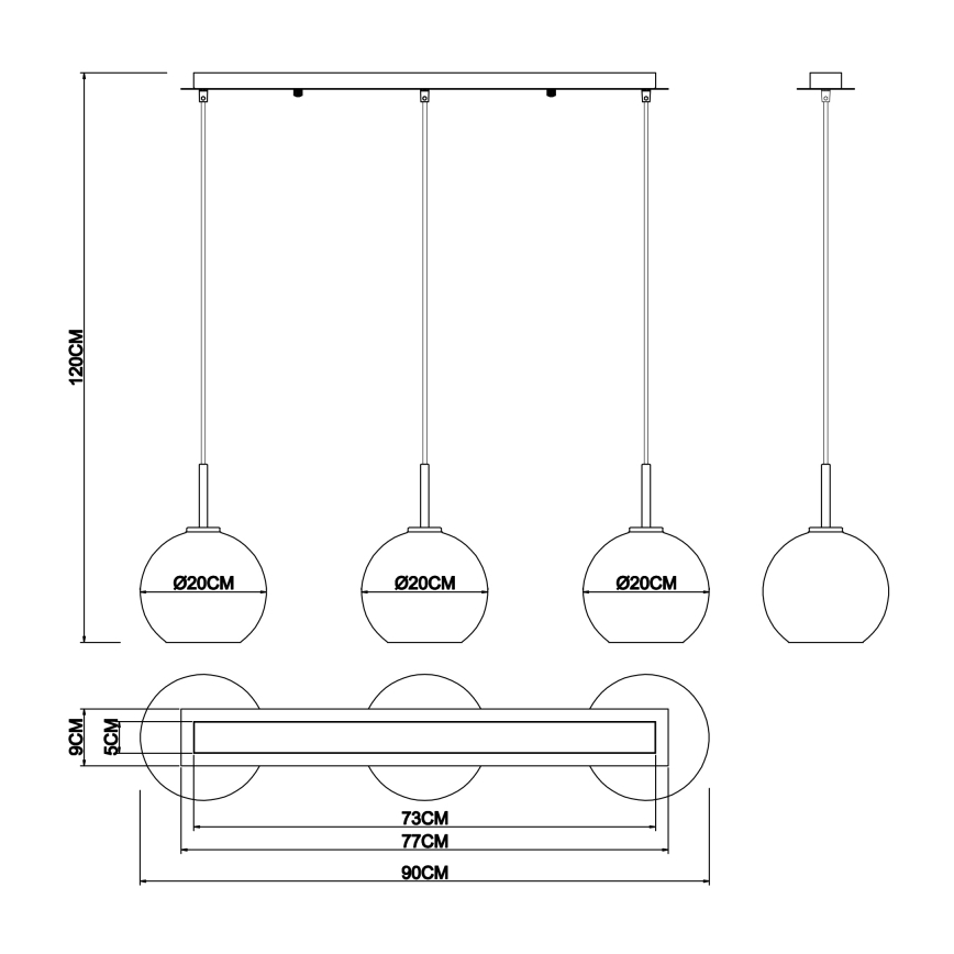 Globo - Lustr na lanku 3xE27/60W/230V