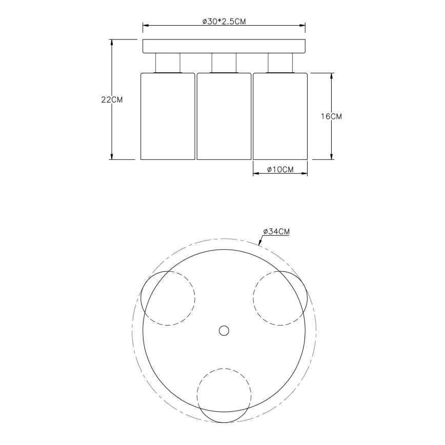 Globo - Stropní svítidlo 3xE27/60W/230V černá