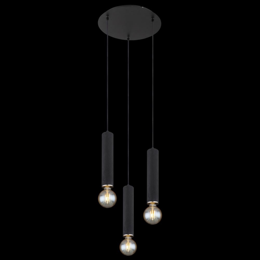 Globo - Lustr na lanku 3xE27/60W/230V černé dřevo