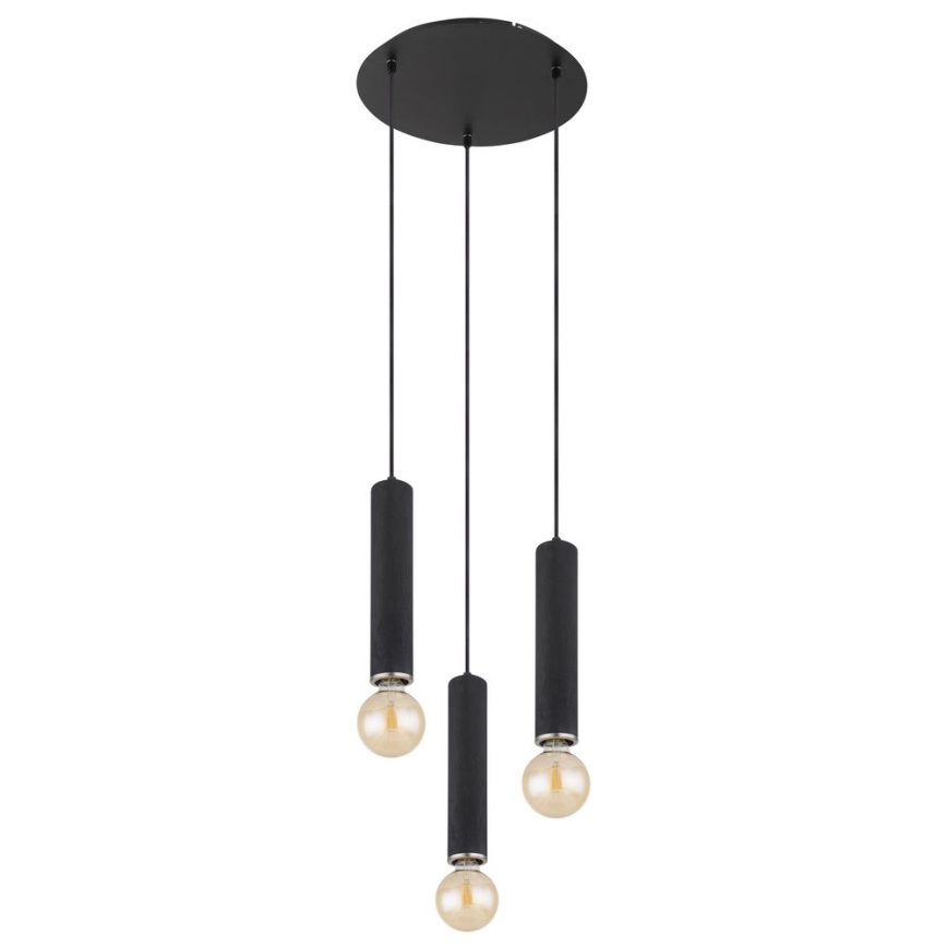 Globo - Lustr na lanku 3xE27/60W/230V černé dřevo