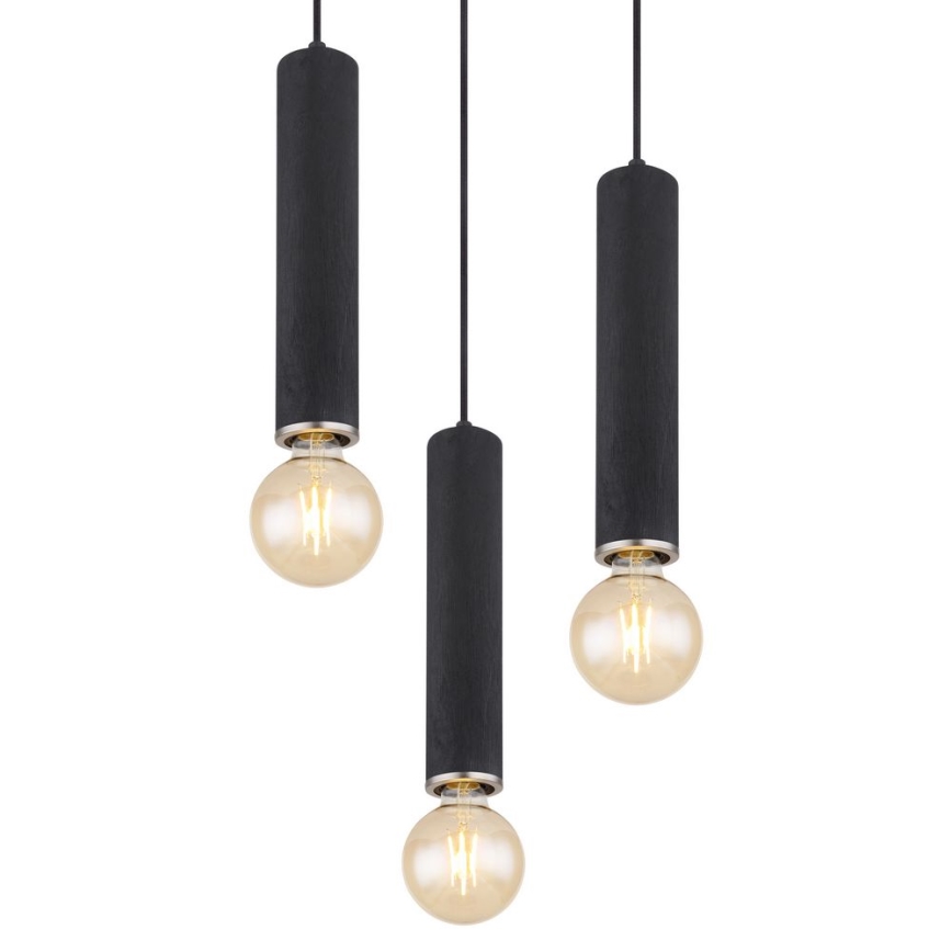 Globo - Lustr na lanku 3xE27/60W/230V černé dřevo