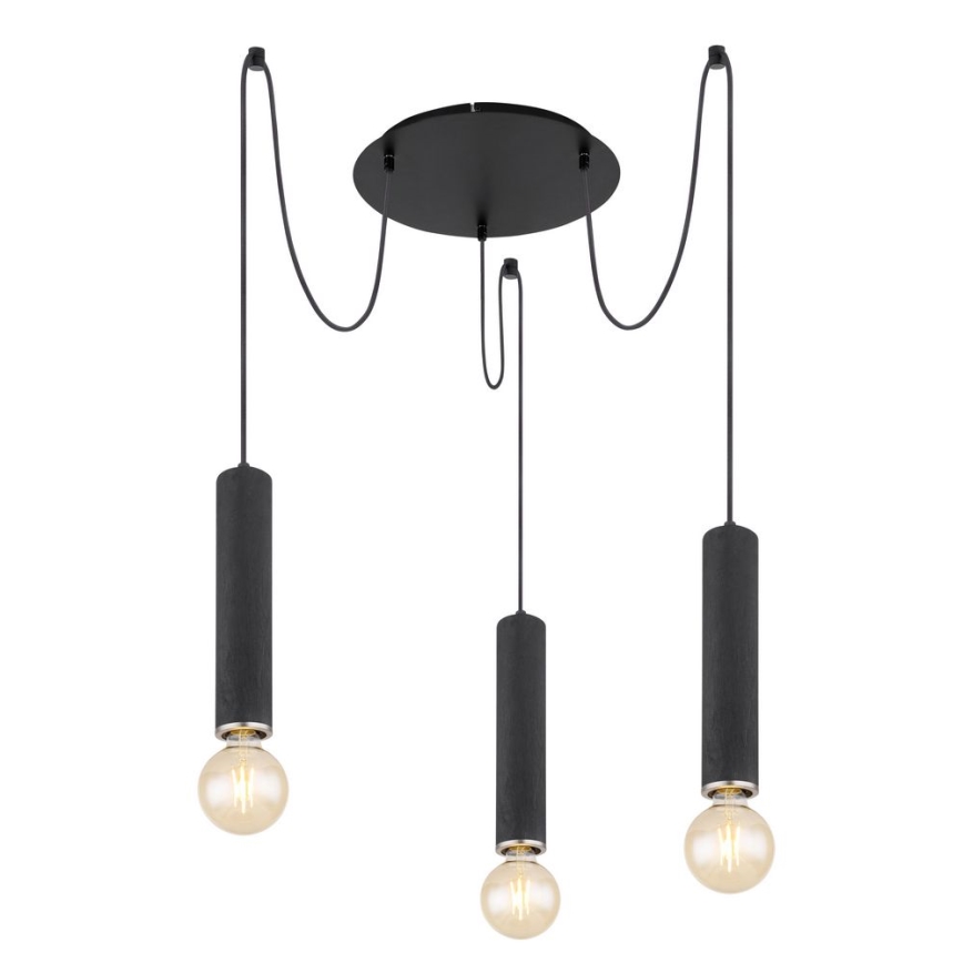 Globo - Lustr na lanku 3xE27/60W/230V černé dřevo