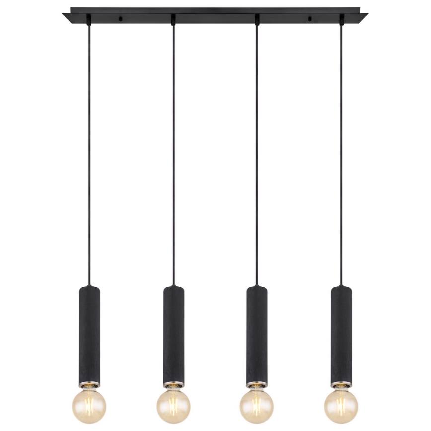 Globo - Lustr na lanku 4xE27/60W/230V černé dřevo