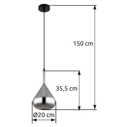 Globo - Lustr na lanku 1xE27/60W/230V pr. 20 cm černá
