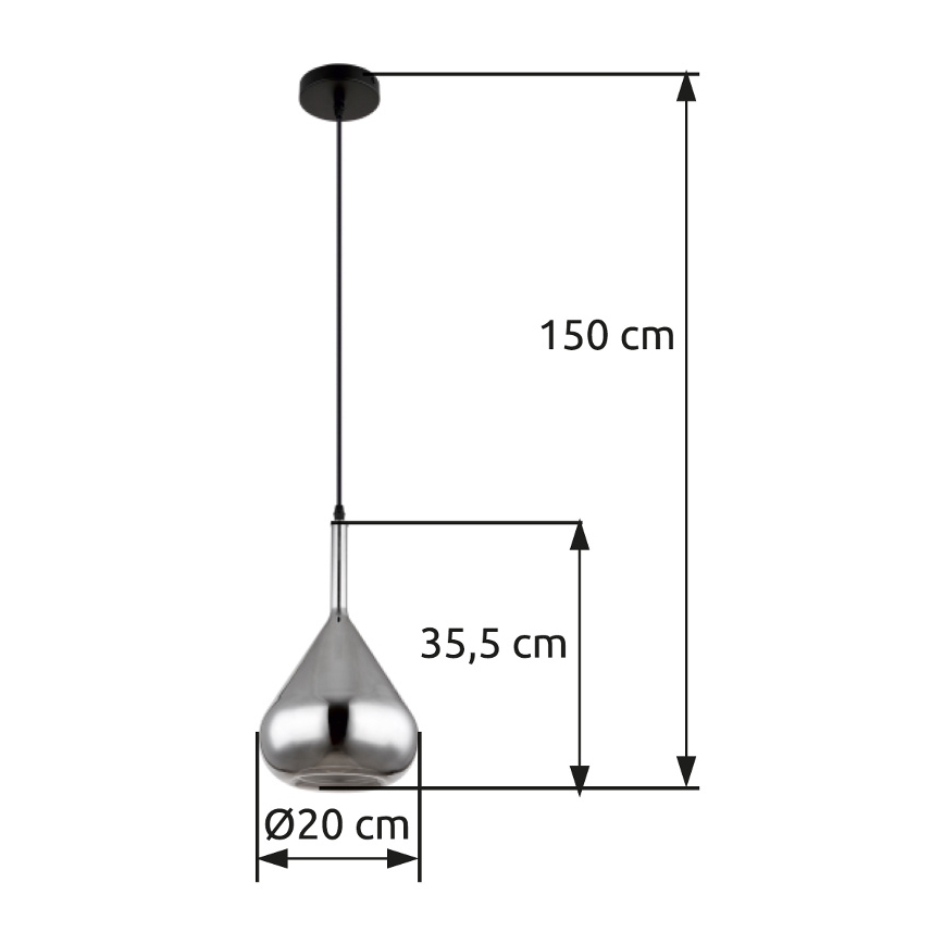 Globo - Lustr na lanku 1xE27/60W/230V pr. 20 cm černá