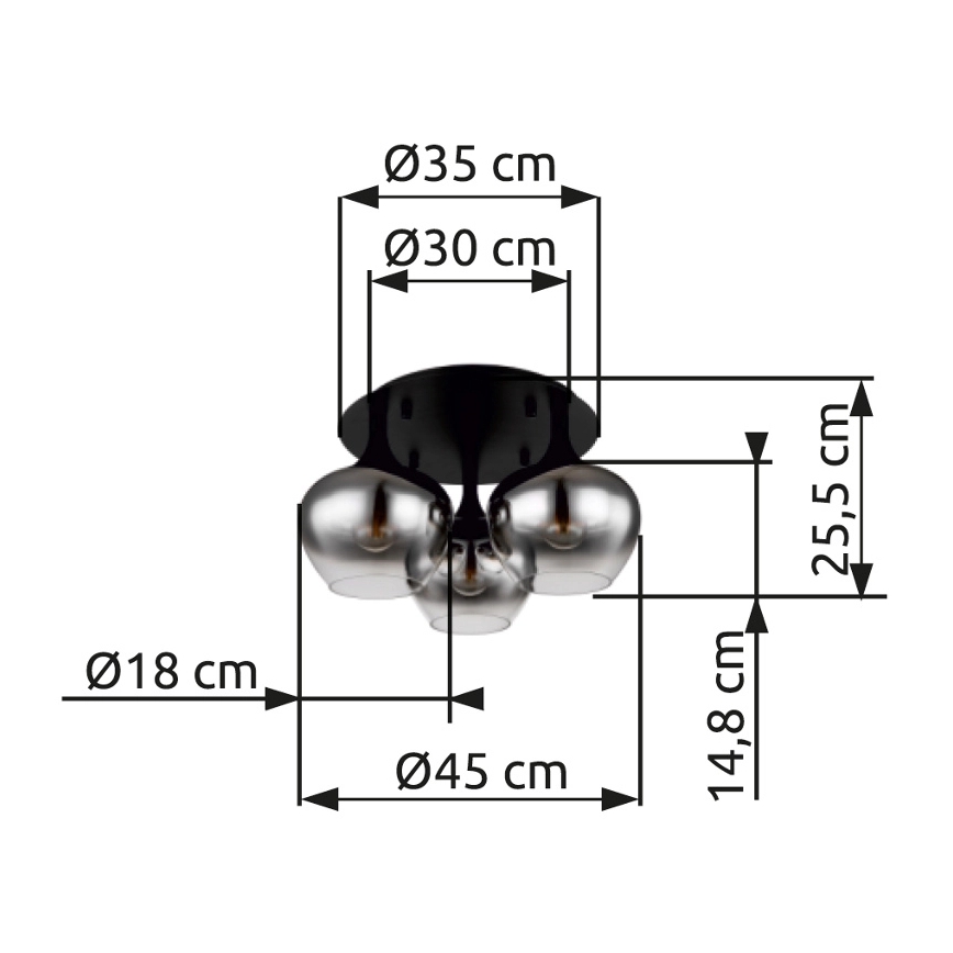Globo - Přisazený lustr 3xE27/40W/230V pr. 45 cm černá