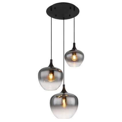 Globo - Lustr na lanku 3xE27/40W/230V pr. 48 cm černá