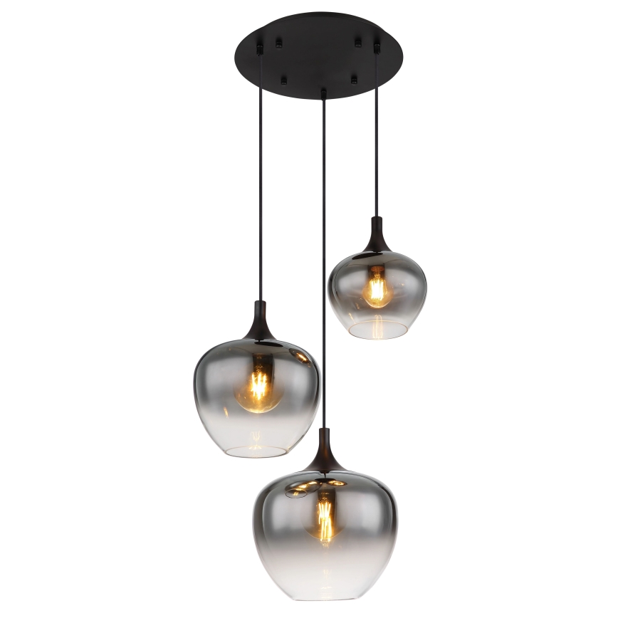 Globo - Lustr na lanku 3xE27/40W/230V pr. 48 cm černá