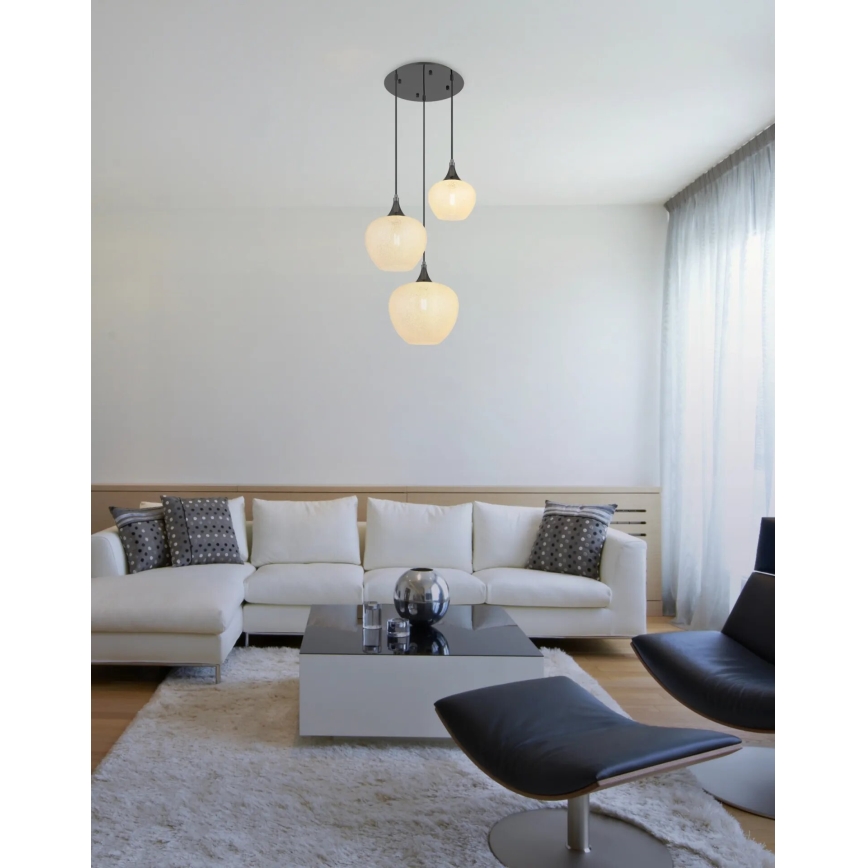 Globo - Lustr na lanku 3xE27/40W/230V bílá/antracit