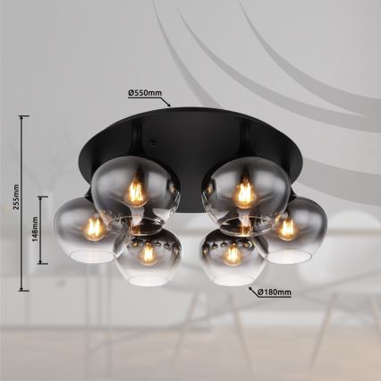 Globo - Přisazený lustr 6xE27/40W/230V pr. 65 cm černá