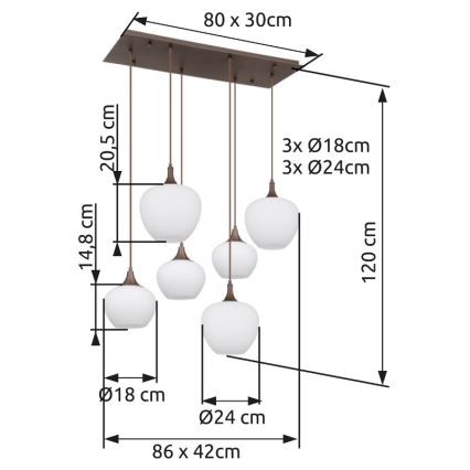 Globo - Lustr na lanku 6xE27/40W/230V bílá