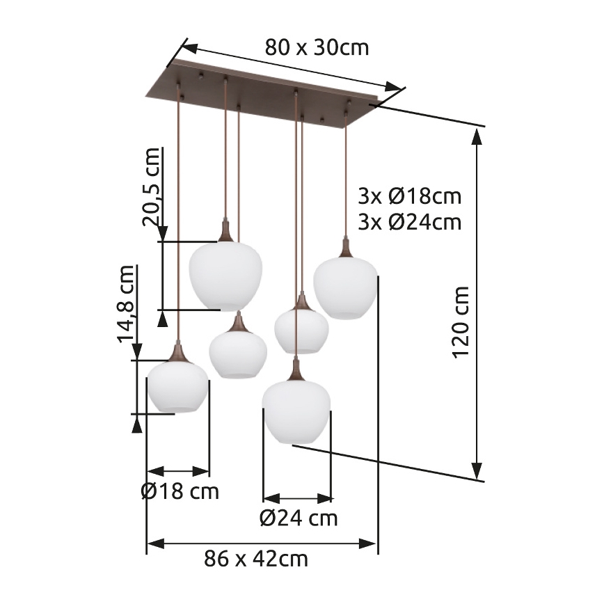 Globo - Lustr na lanku 6xE27/40W/230V bílá