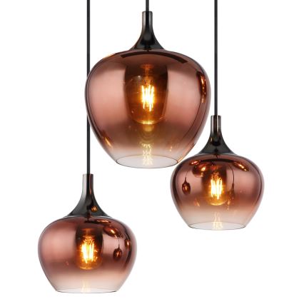 Globo - Lustr na lanku 6xE27/40W/230V hnědá/kouřová