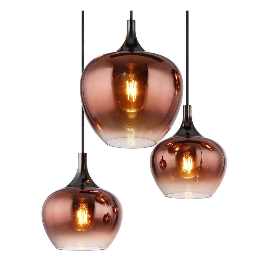 Globo - Lustr na lanku 6xE27/40W/230V hnědá/kouřová