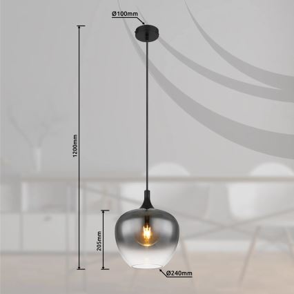 Globo - Lustr na lanku 1xE27/40W/230V pr. 24 cm černá