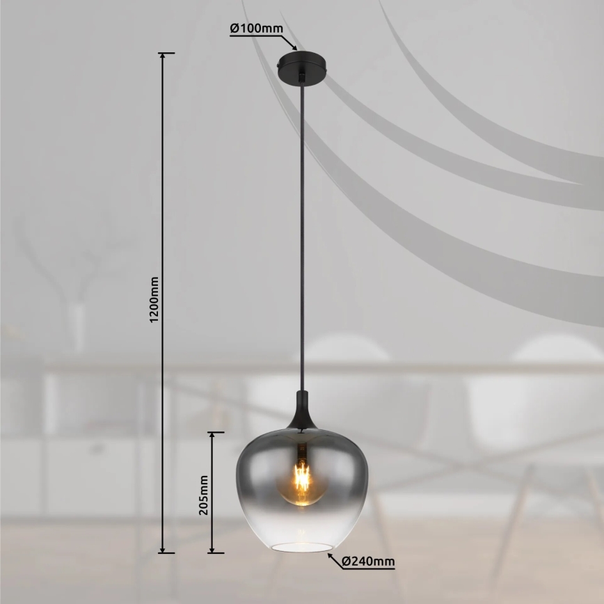Globo - Lustr na lanku 1xE27/40W/230V pr. 24 cm černá