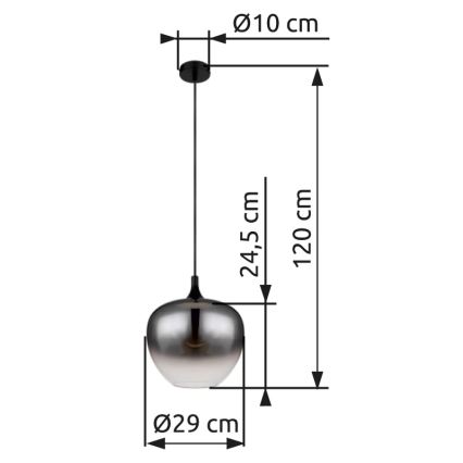 Globo - Lustr na lanku 1xE27/60W/230V pr. 29 cm černá