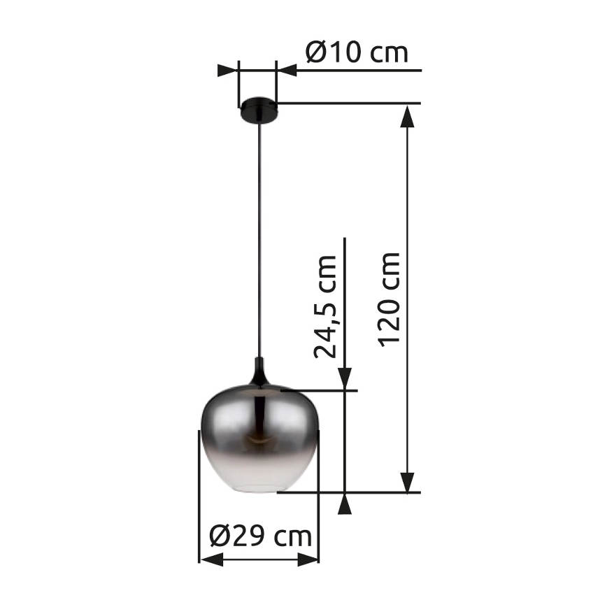 Globo - Lustr na lanku 1xE27/60W/230V pr. 29 cm černá
