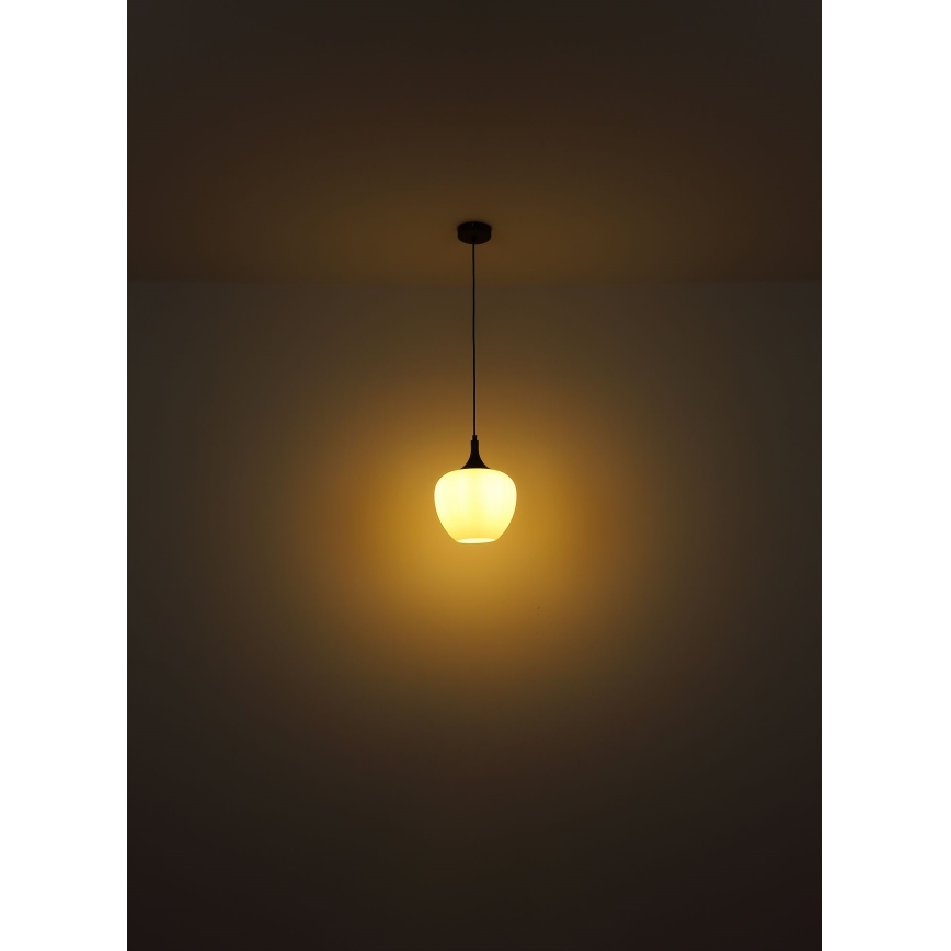 Globo - Lustr na lanku 1xE27/60W/230V pr. 29 cm bílá/hnědá