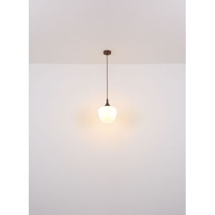 Globo - Lustr na lanku 1xE27/60W/230V pr. 29 cm bílá/hnědá
