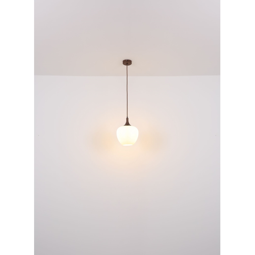 Globo - Lustr na lanku 1xE27/60W/230V pr. 29 cm bílá/hnědá