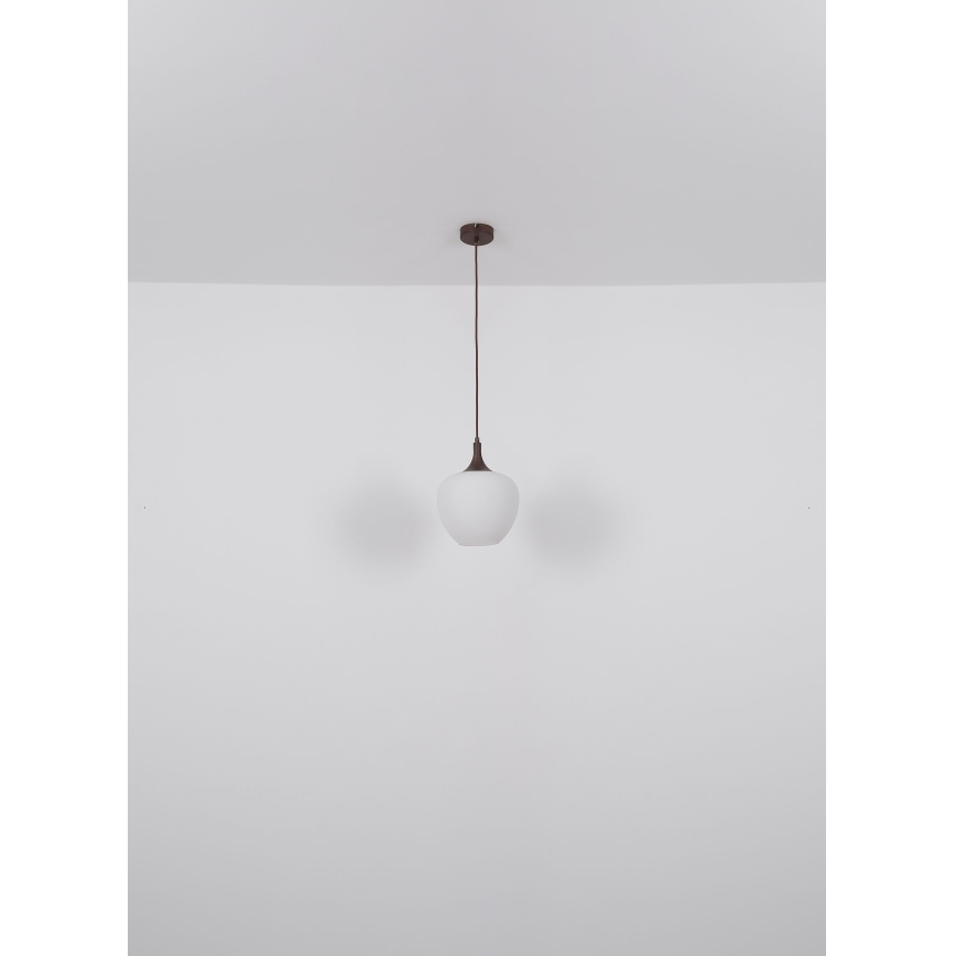 Globo - Lustr na lanku 1xE27/60W/230V pr. 29 cm bílá/hnědá